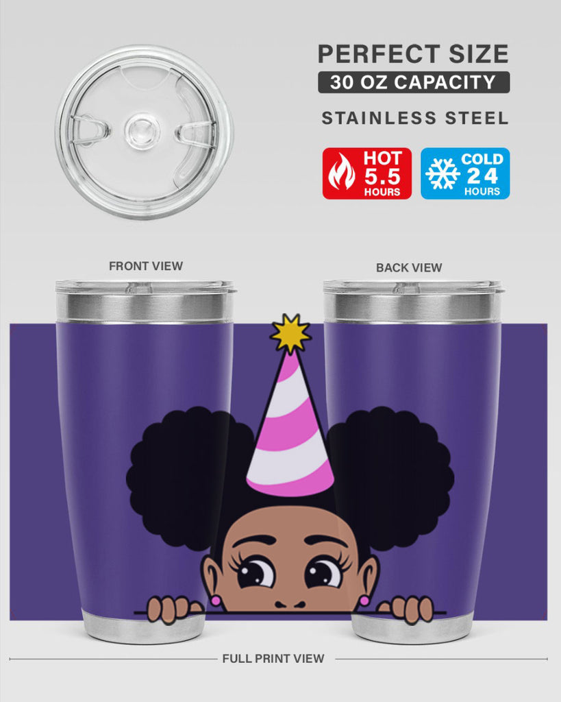peekaboo afro puffs birthday girl 24#- women-girls- Tumbler