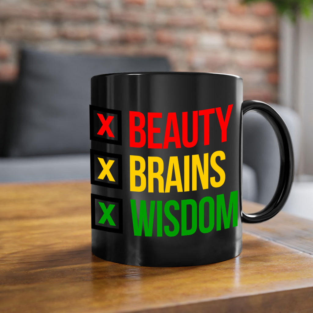 beauty brains wisdom 262#- black words - phrases-Mug / Coffee Cup
