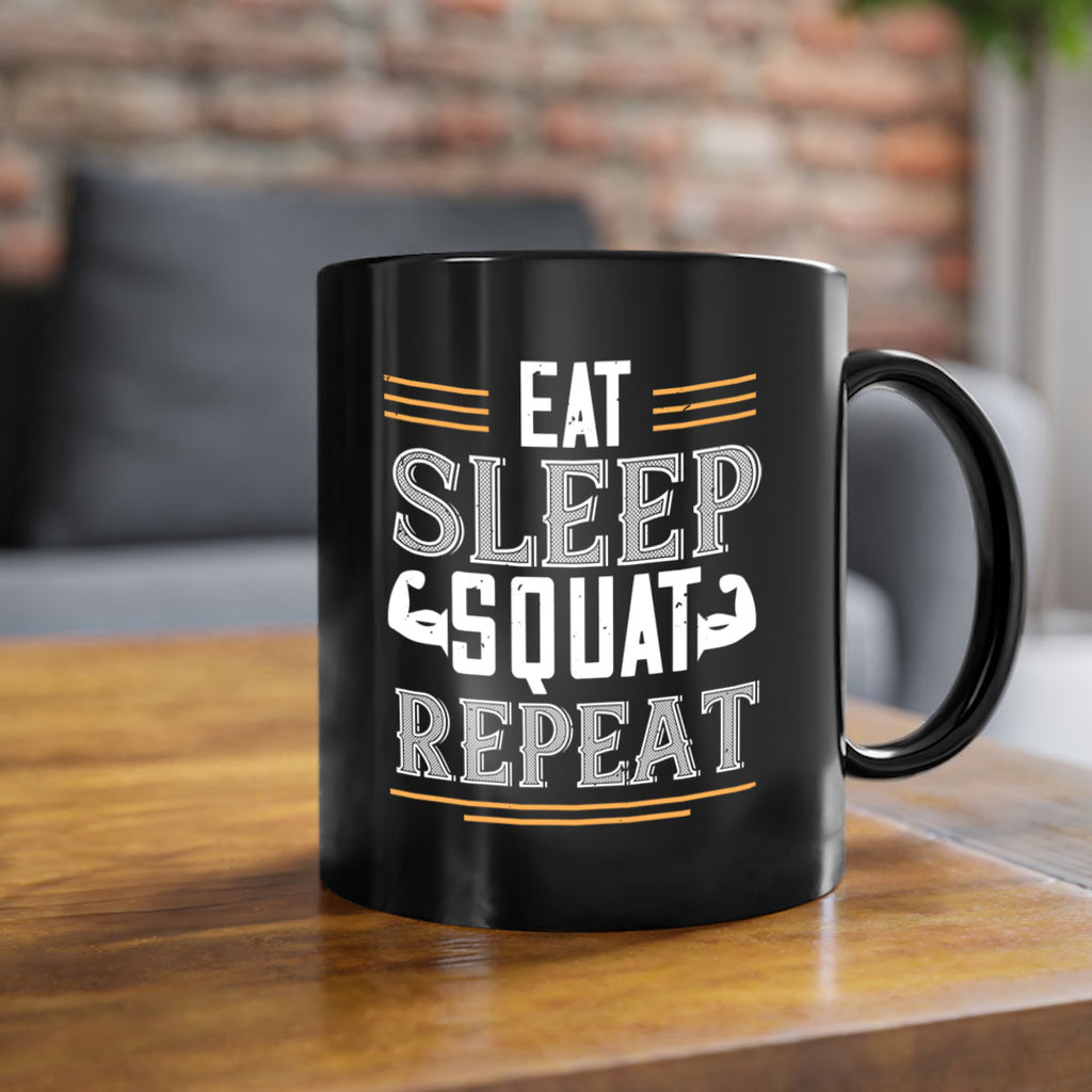 eat sleep squat repeat 58#- gym-Mug / Coffee Cup