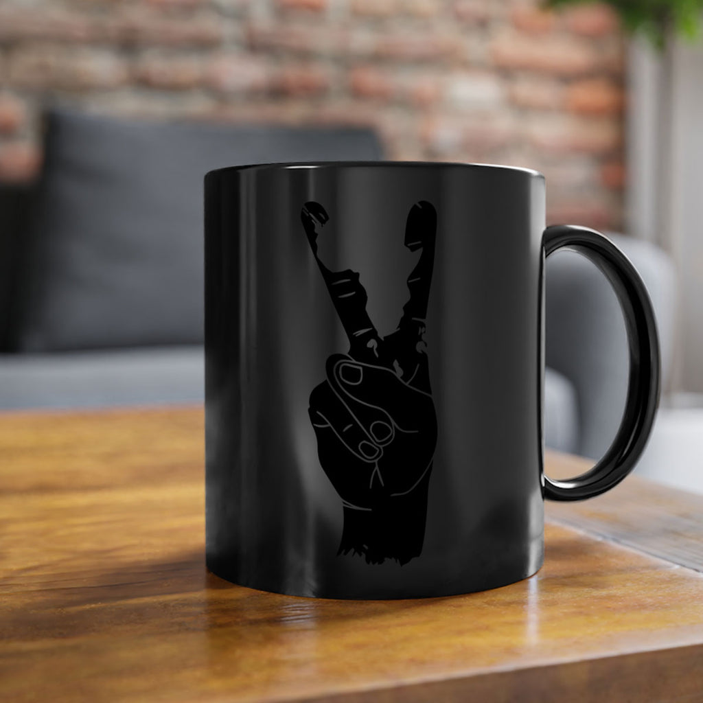 peace hand with africa- black words - phrases-Mug / Coffee Cup