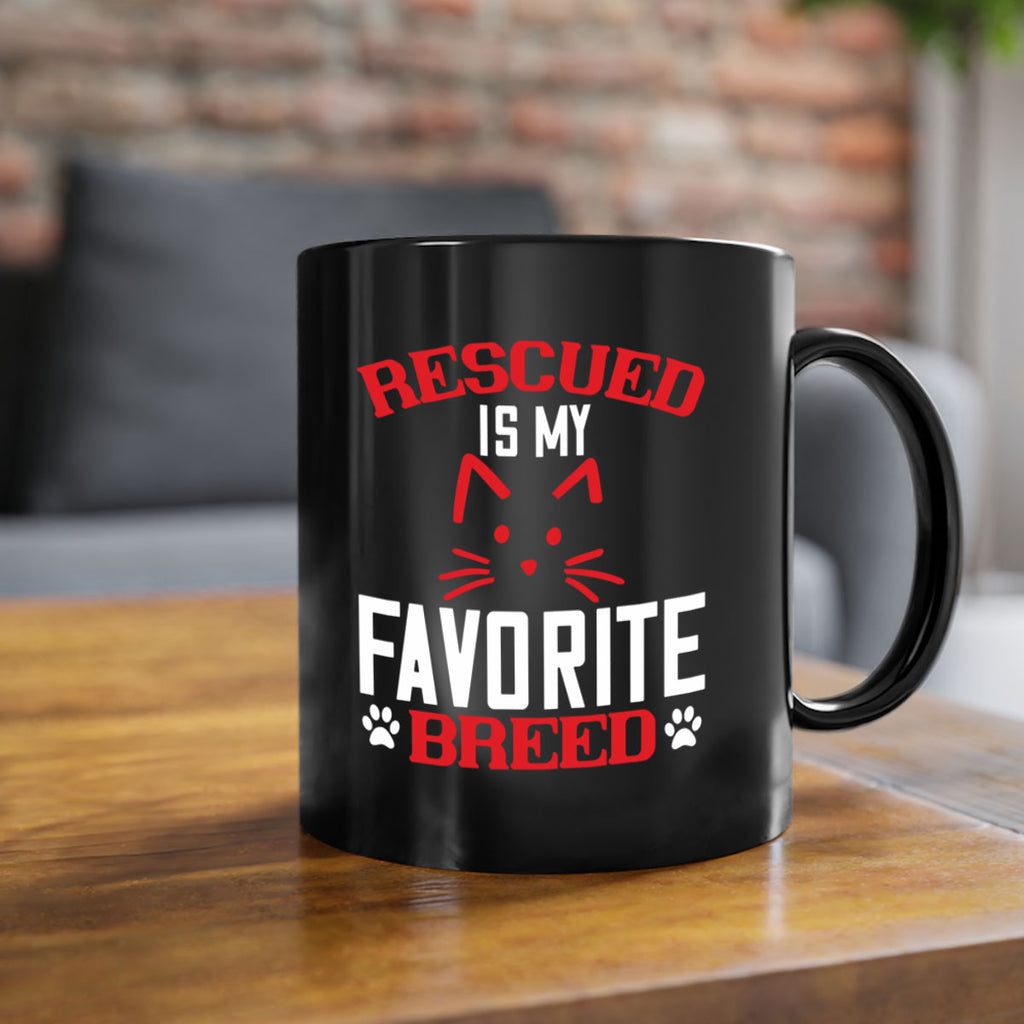 rescued is my favorite breed Style 114#- cat-Mug / Coffee Cup