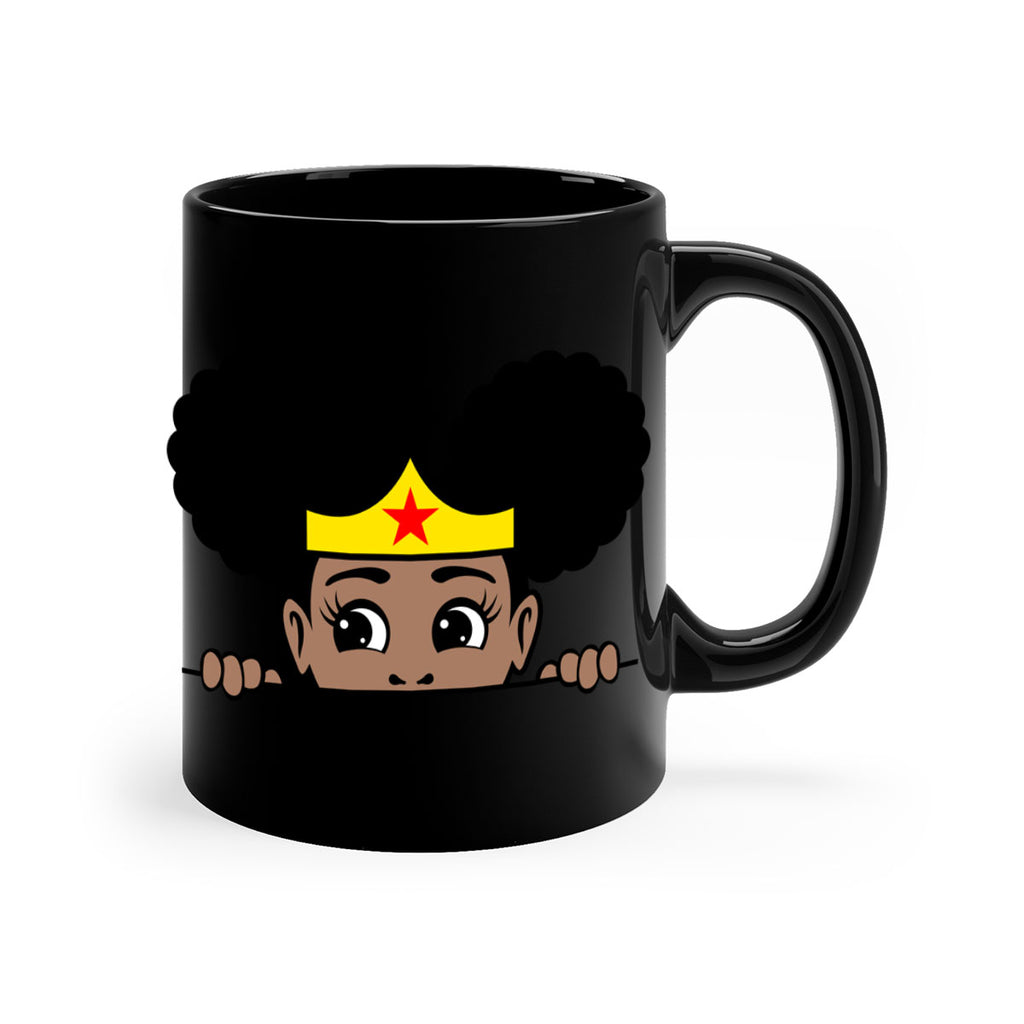 afro puff wonder woman girl peekaboo 84#- Black women - Girls-Mug / Coffee Cup