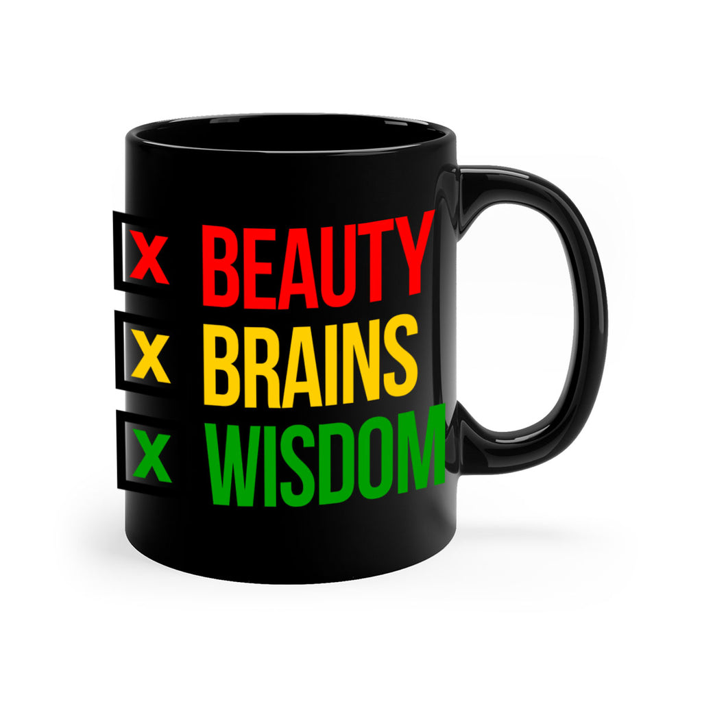 beauty brains wisdom 262#- black words - phrases-Mug / Coffee Cup