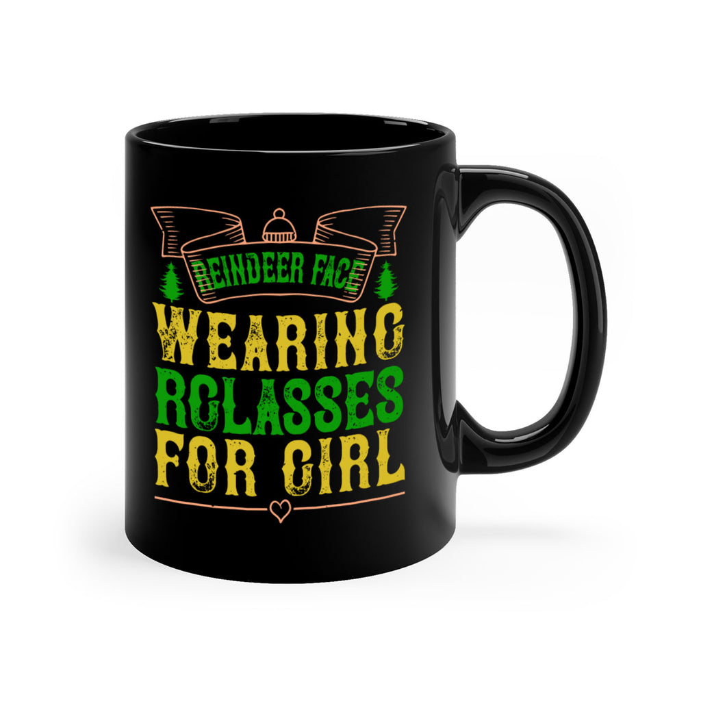 reindeer face wearing glasses for girl 368#- christmas-Mug / Coffee Cup