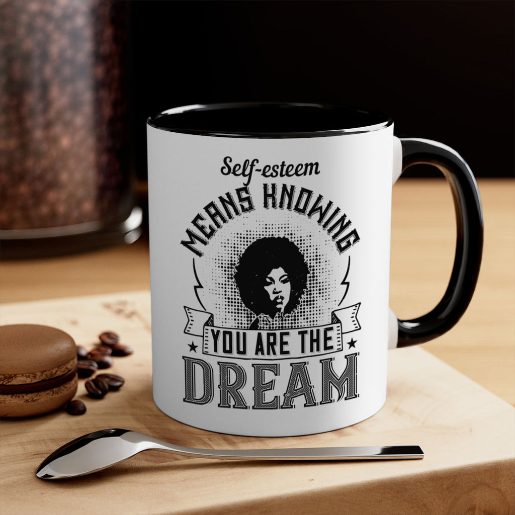 Selfesteem means knowing you are the dream Style 18#- Afro - Black-Mug / Coffee Cup