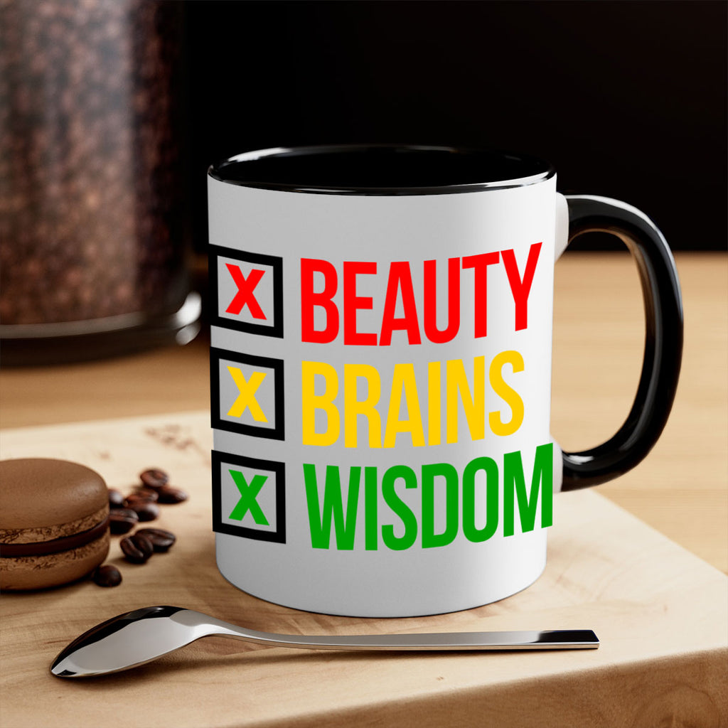 beauty brains wisdom 262#- black words - phrases-Mug / Coffee Cup