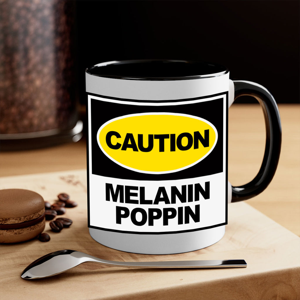 caution melanin poppin 188#- black words - phrases-Mug / Coffee Cup