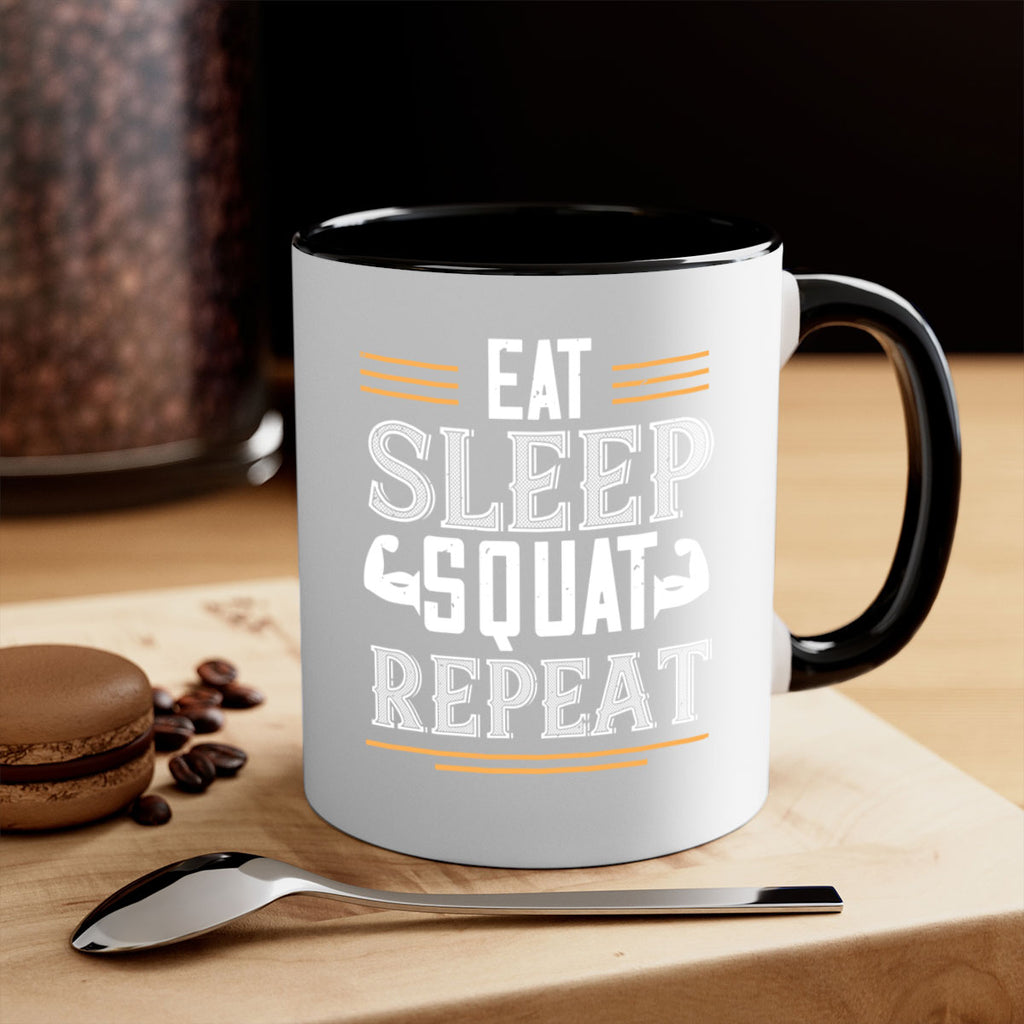 eat sleep squat repeat 58#- gym-Mug / Coffee Cup