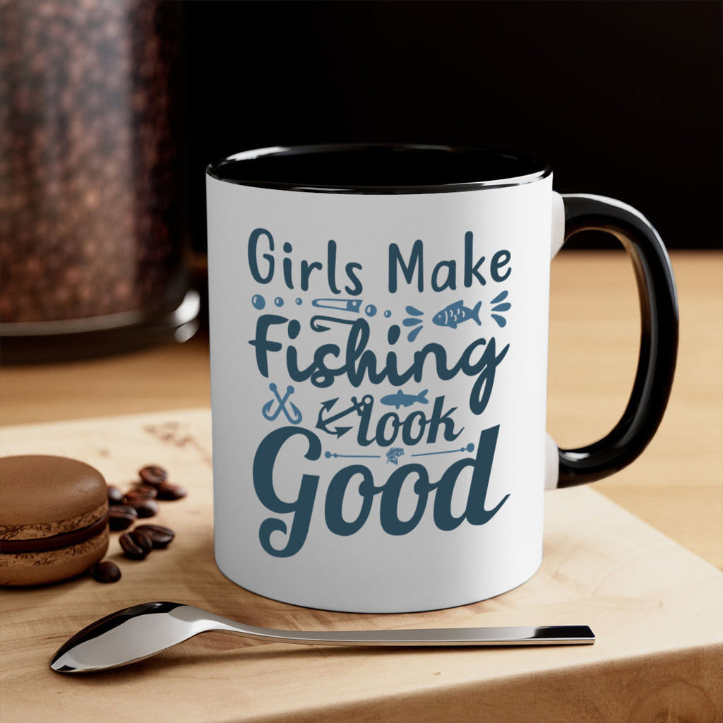 girl makes fishing 132#- fishing-Mug / Coffee Cup