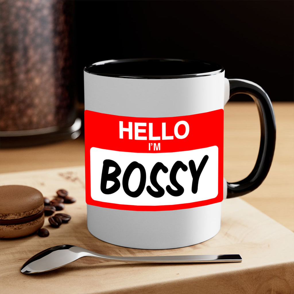 hello im bossy 132#- black words - phrases-Mug / Coffee Cup