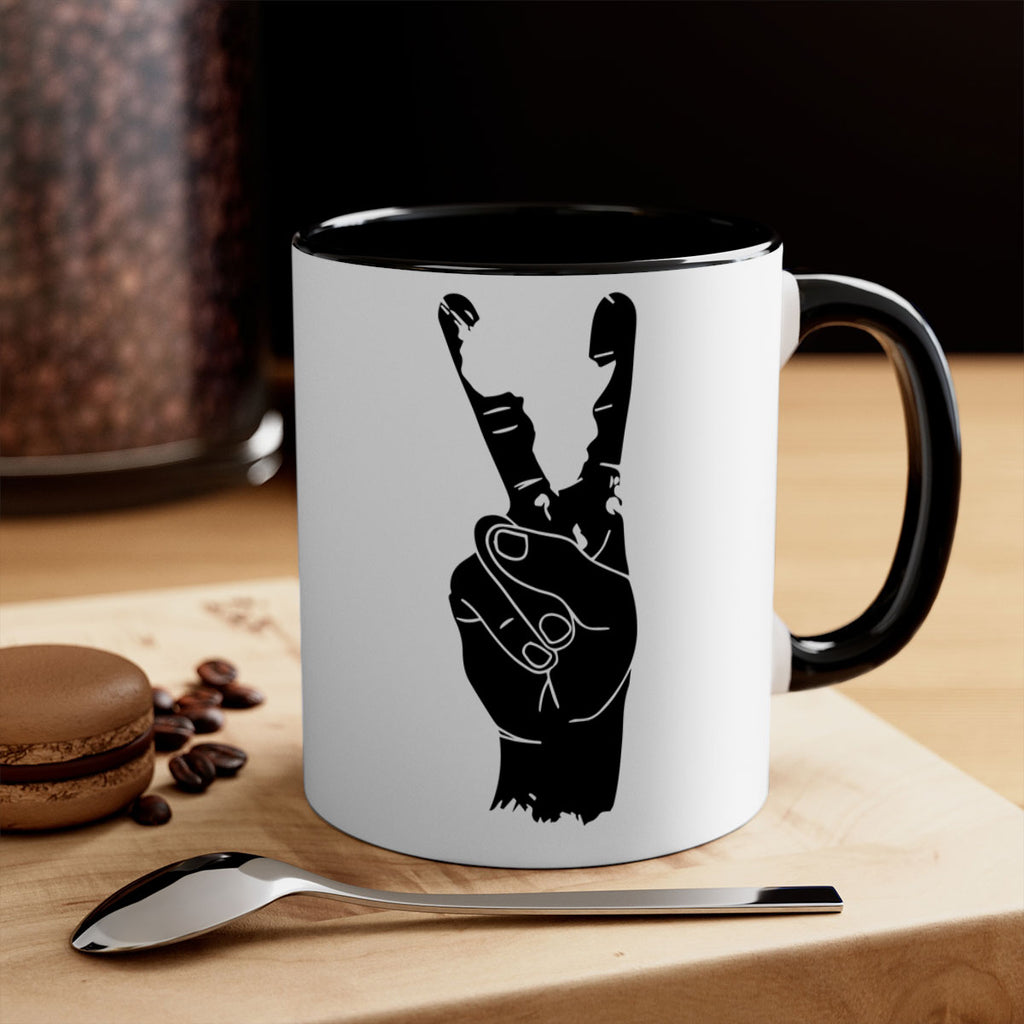 peace hand with africa- black words - phrases-Mug / Coffee Cup
