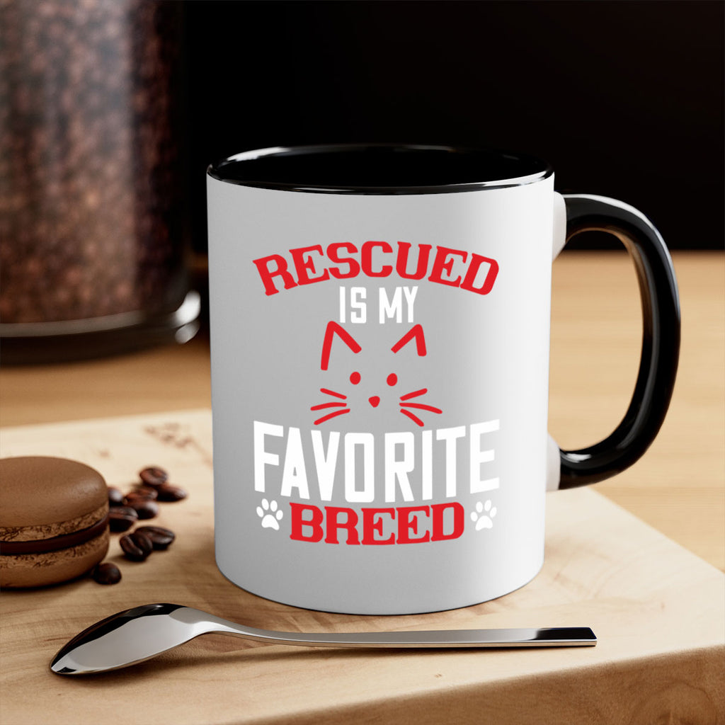 rescued is my favorite breed Style 114#- cat-Mug / Coffee Cup