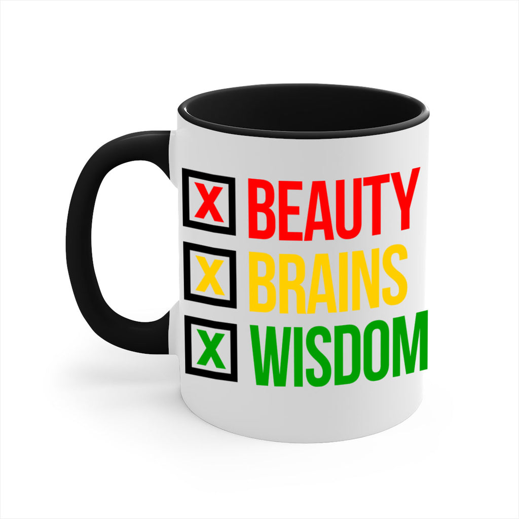 beauty brains wisdom 262#- black words - phrases-Mug / Coffee Cup