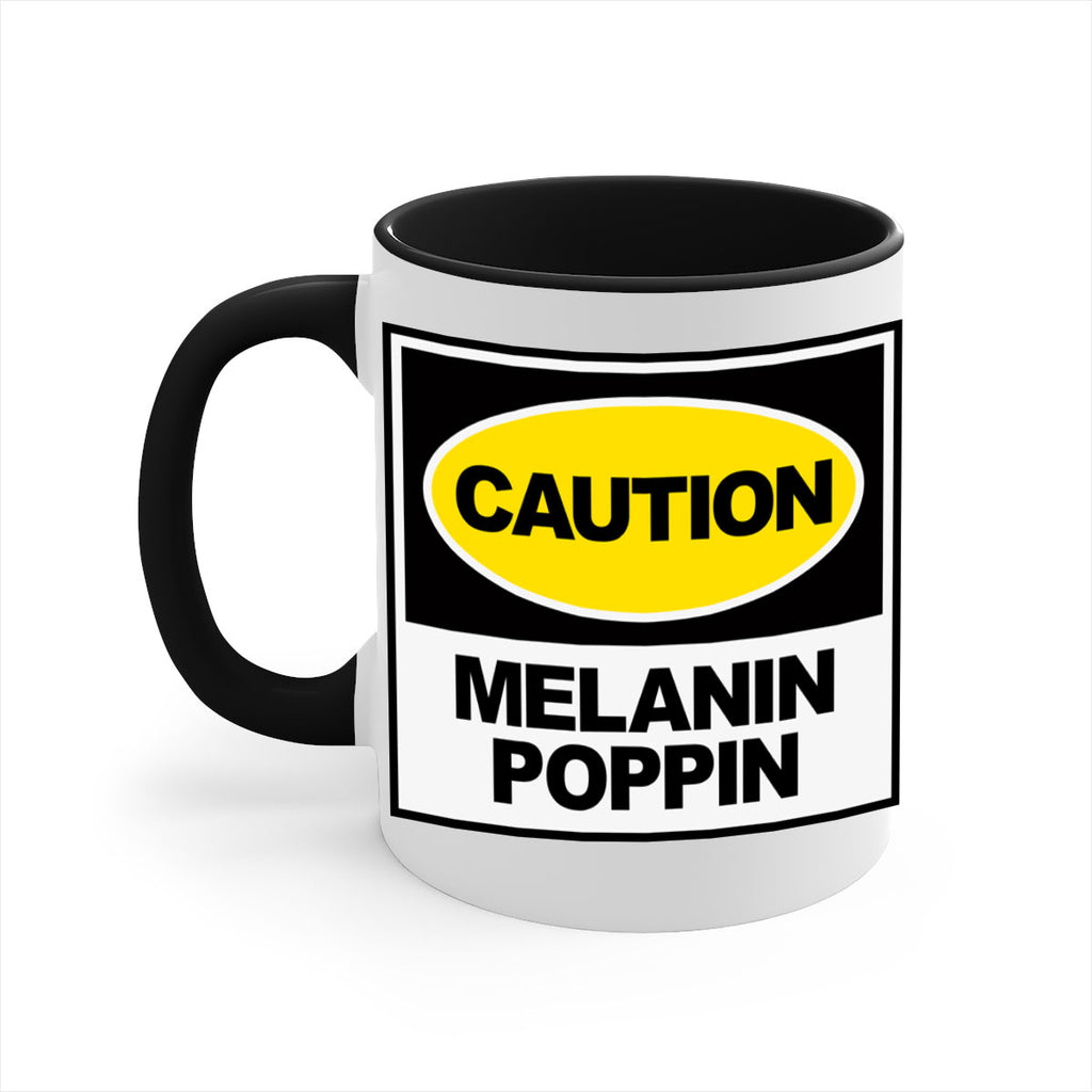 caution melanin poppin 188#- black words - phrases-Mug / Coffee Cup