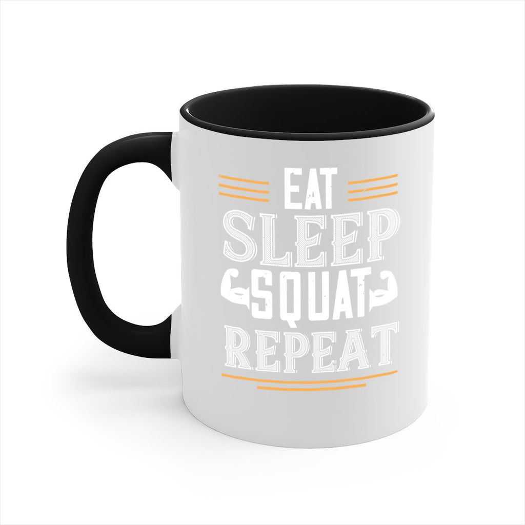 eat sleep squat repeat 58#- gym-Mug / Coffee Cup