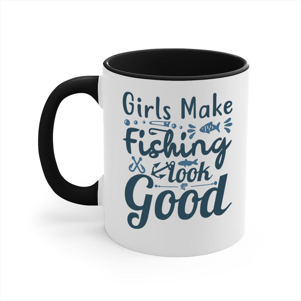 girl makes fishing 132#- fishing-Mug / Coffee Cup