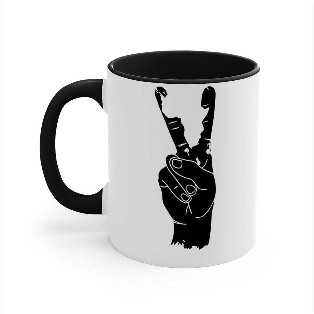 peace hand with africa- black words - phrases-Mug / Coffee Cup