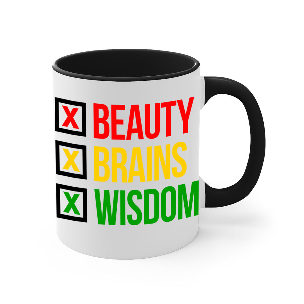 beauty brains wisdom 262#- black words - phrases-Mug / Coffee Cup