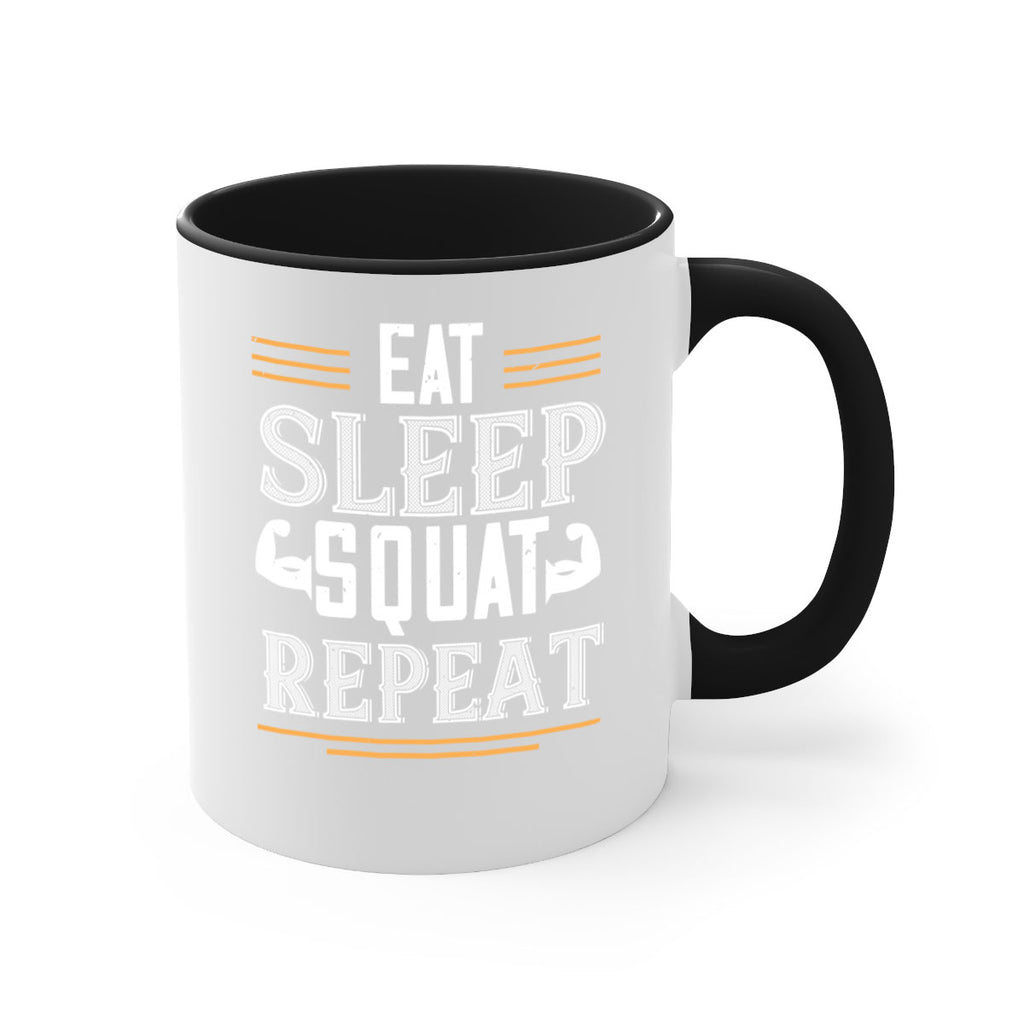 eat sleep squat repeat 58#- gym-Mug / Coffee Cup