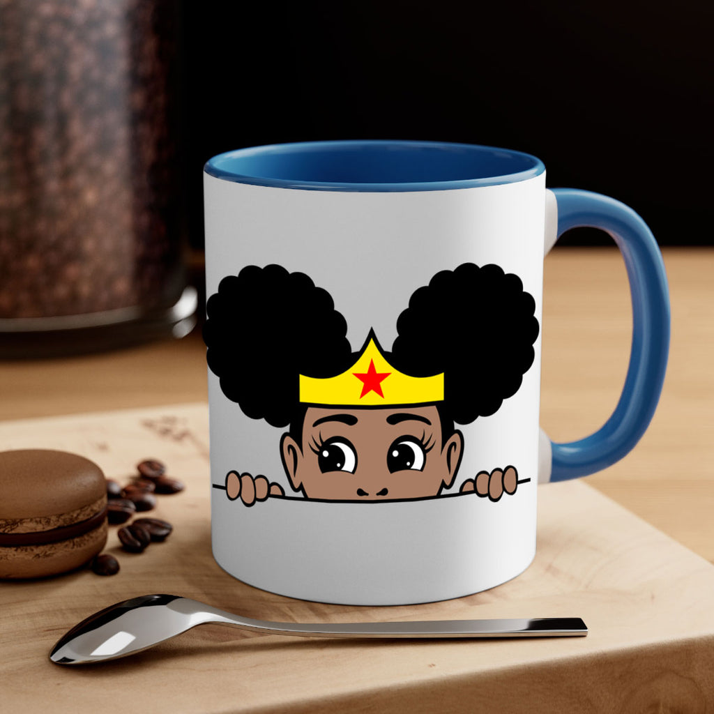 afro puff wonder woman girl peekaboo 84#- Black women - Girls-Mug / Coffee Cup
