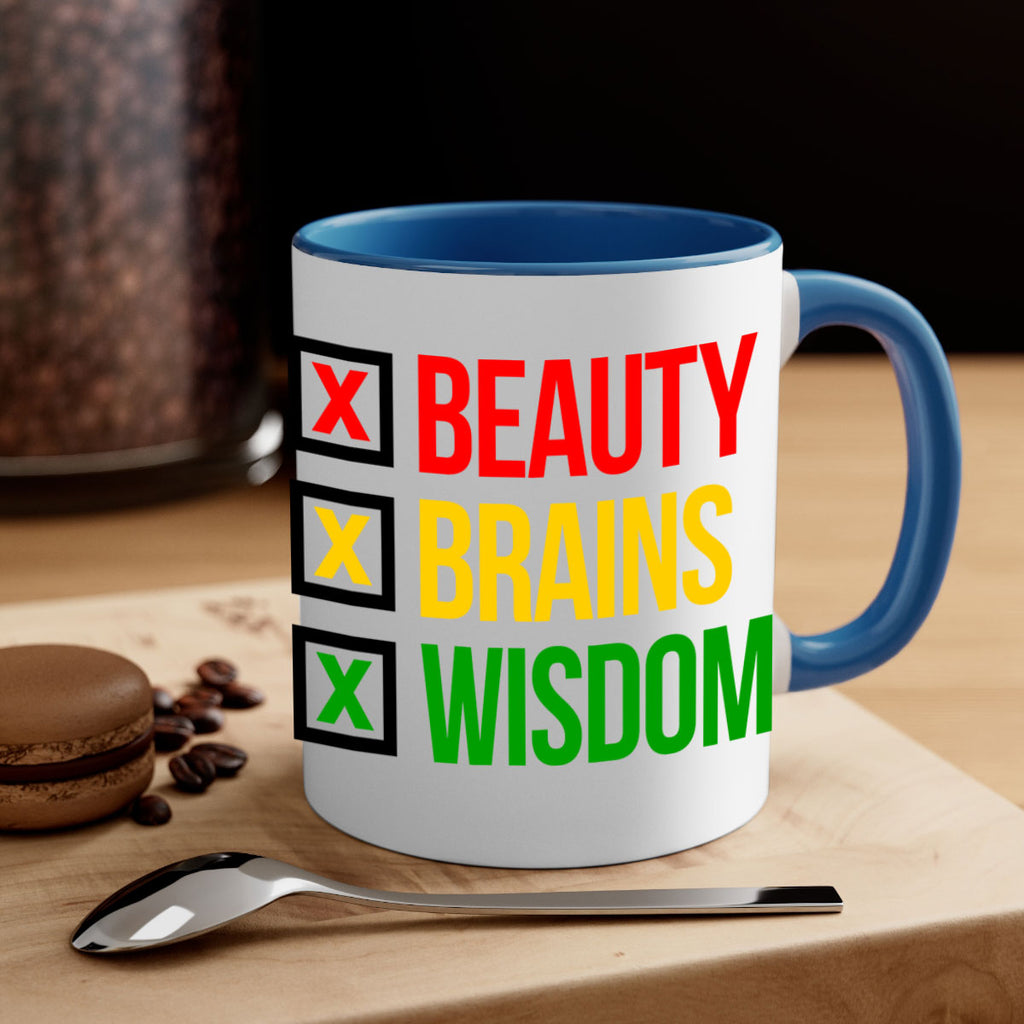 beauty brains wisdom 262#- black words - phrases-Mug / Coffee Cup