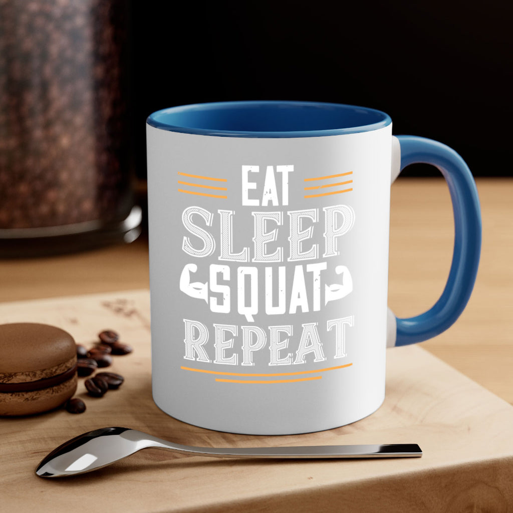 eat sleep squat repeat 58#- gym-Mug / Coffee Cup