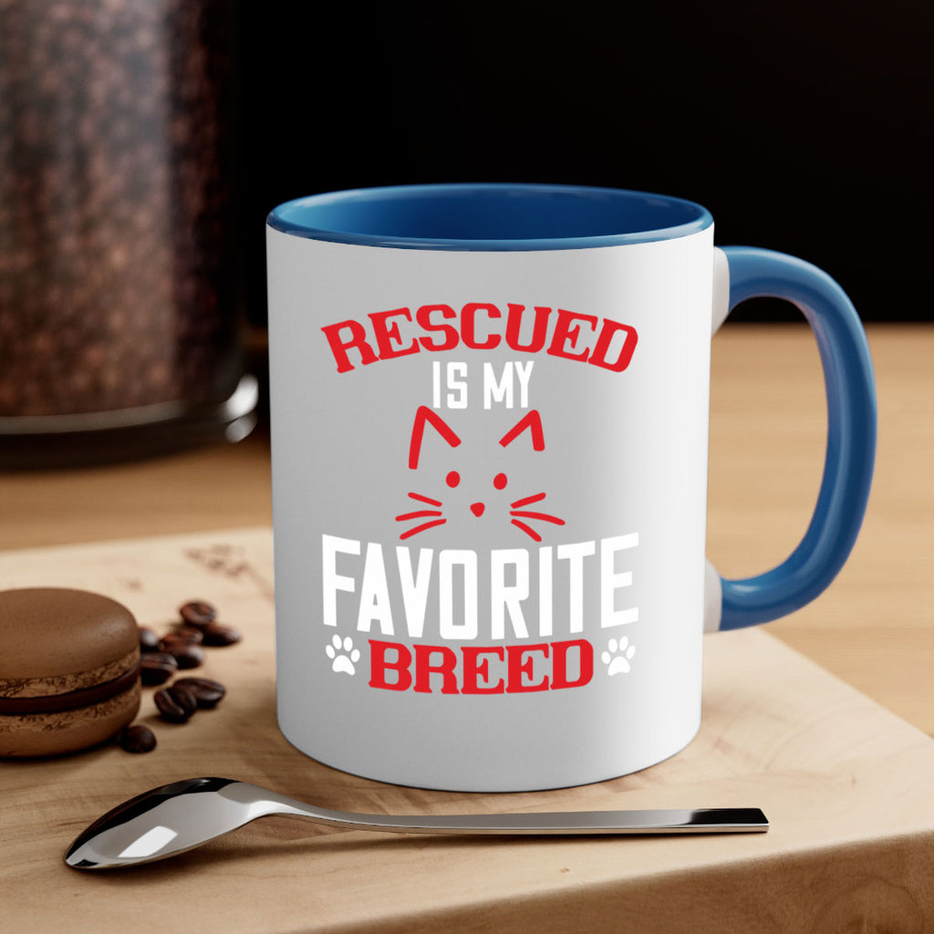rescued is my favorite breed Style 114#- cat-Mug / Coffee Cup