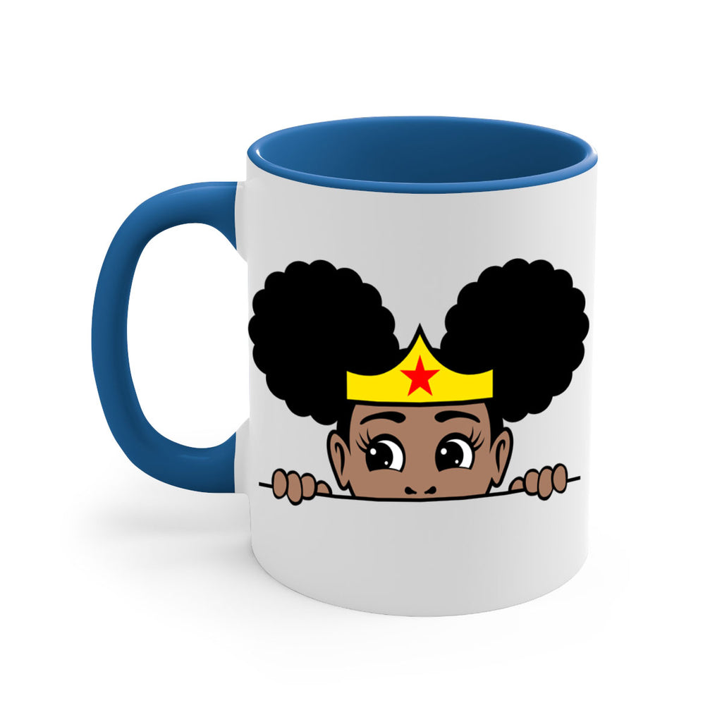 afro puff wonder woman girl peekaboo 84#- Black women - Girls-Mug / Coffee Cup