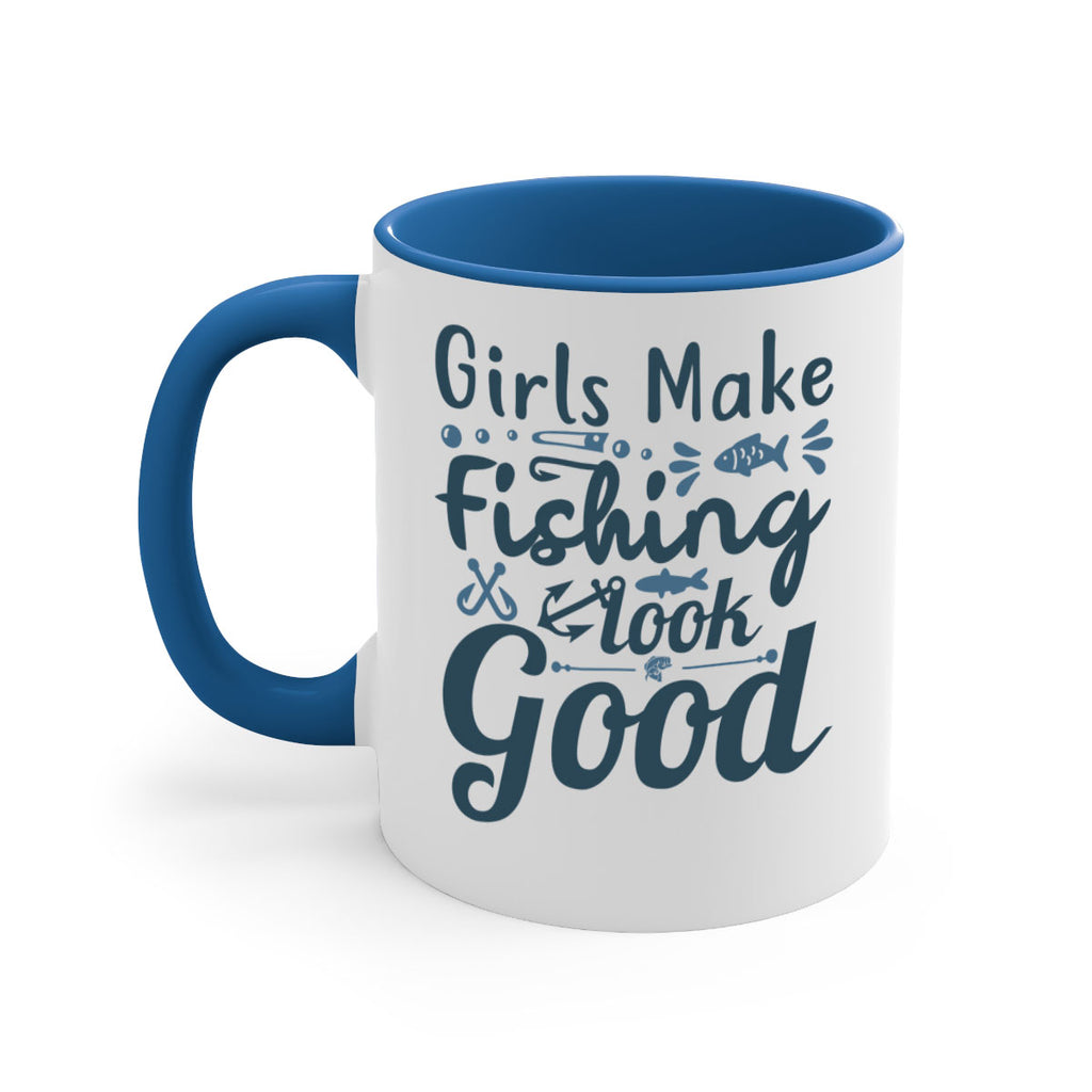 girl makes fishing 132#- fishing-Mug / Coffee Cup