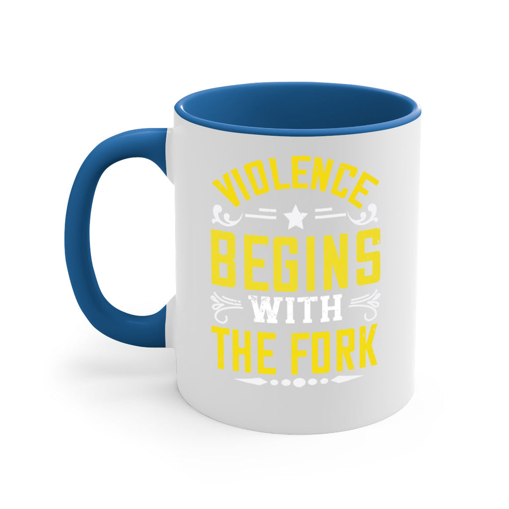 violence begins with the fork 11#- vegan-Mug / Coffee Cup
