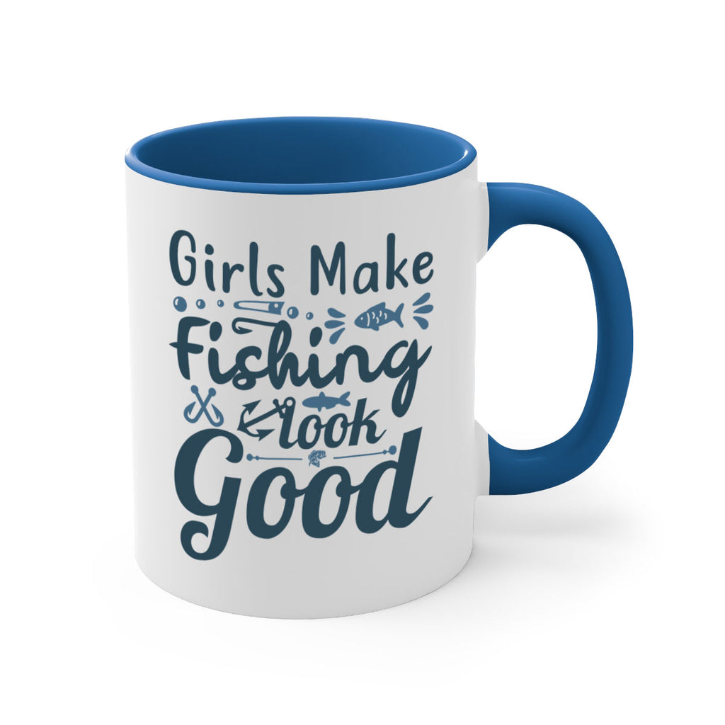 girl makes fishing 132#- fishing-Mug / Coffee Cup