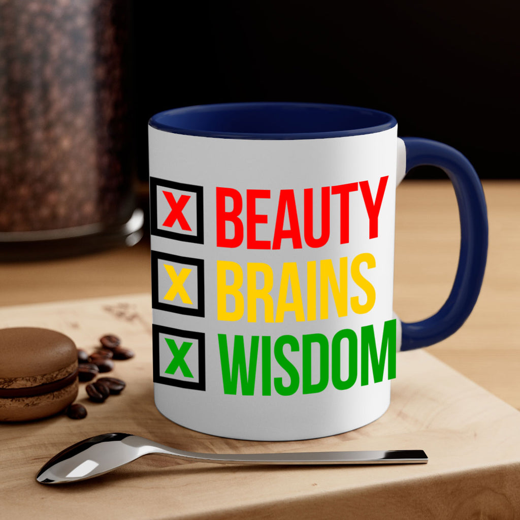 beauty brains wisdom 262#- black words - phrases-Mug / Coffee Cup