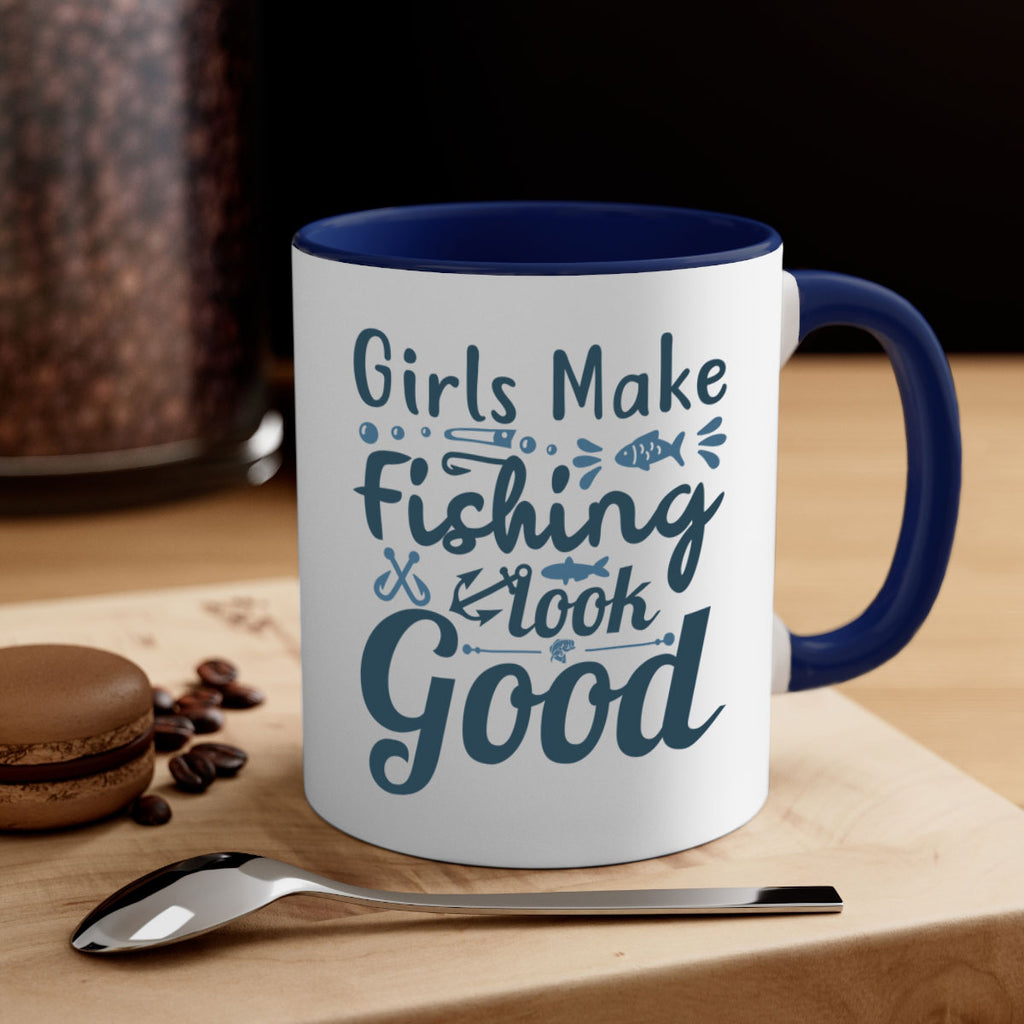 girl makes fishing 132#- fishing-Mug / Coffee Cup