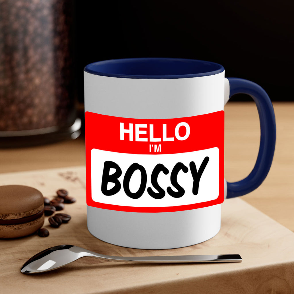 hello im bossy 132#- black words - phrases-Mug / Coffee Cup
