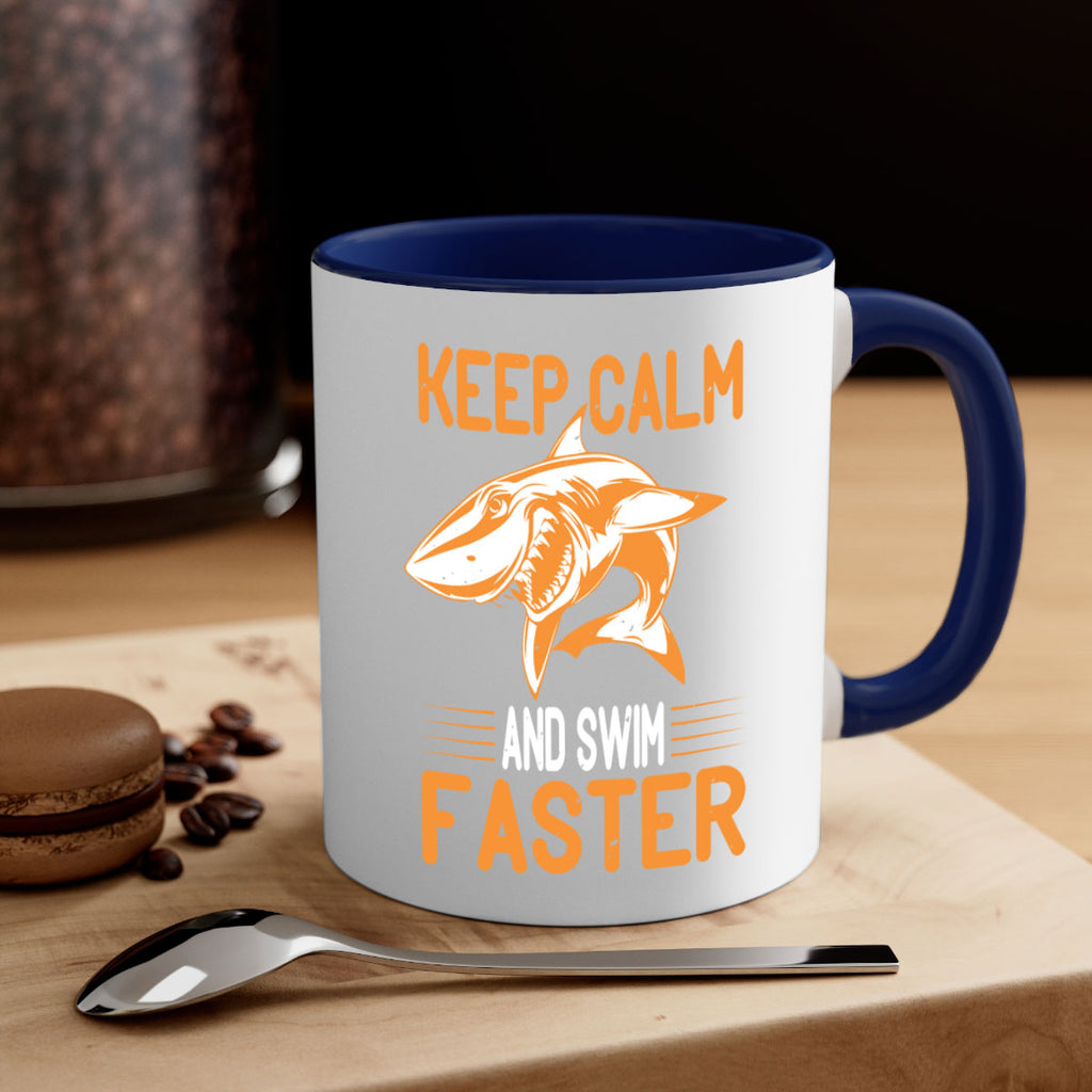 keep calm and swim faster Style 58#- Shark-Fish-Mug / Coffee Cup