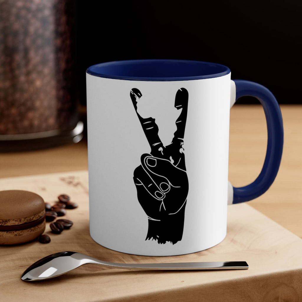 peace hand with africa- black words - phrases-Mug / Coffee Cup