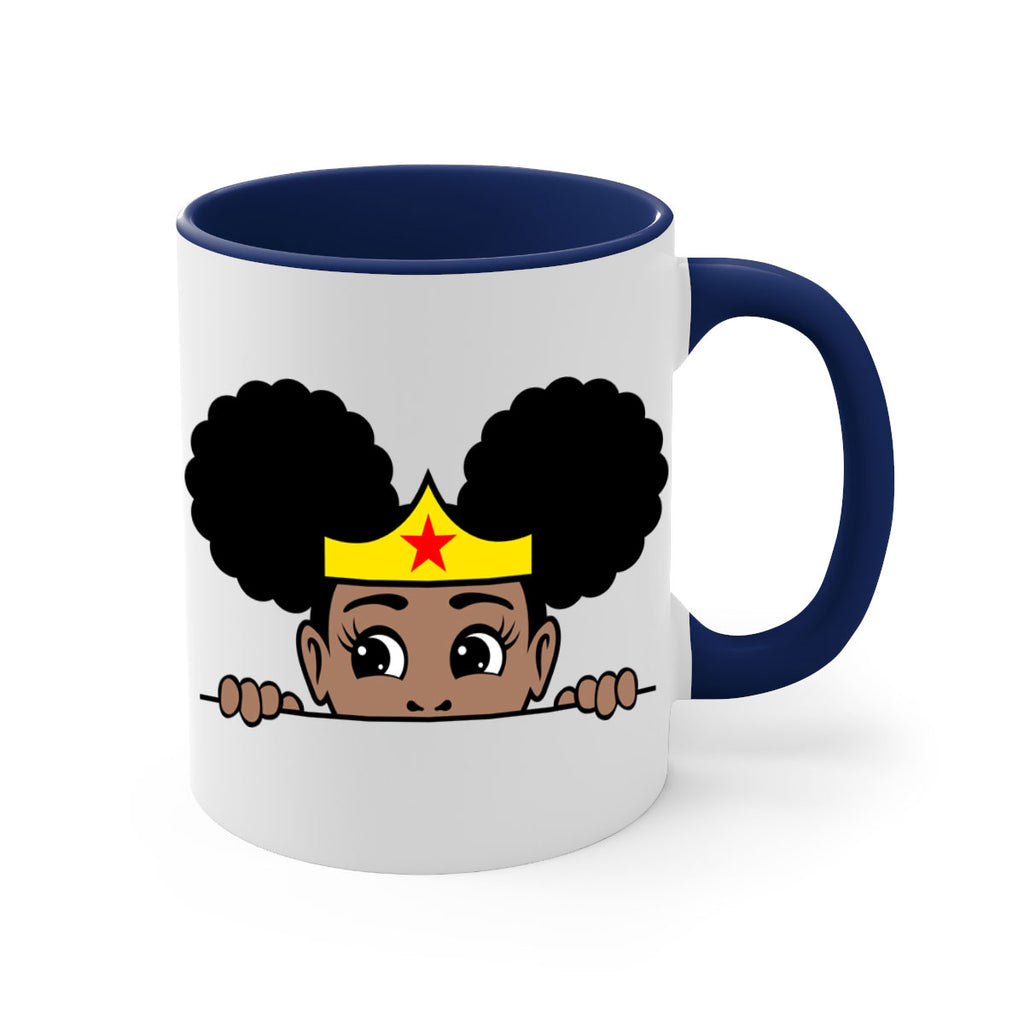 afro puff wonder woman girl peekaboo 84#- Black women - Girls-Mug / Coffee Cup