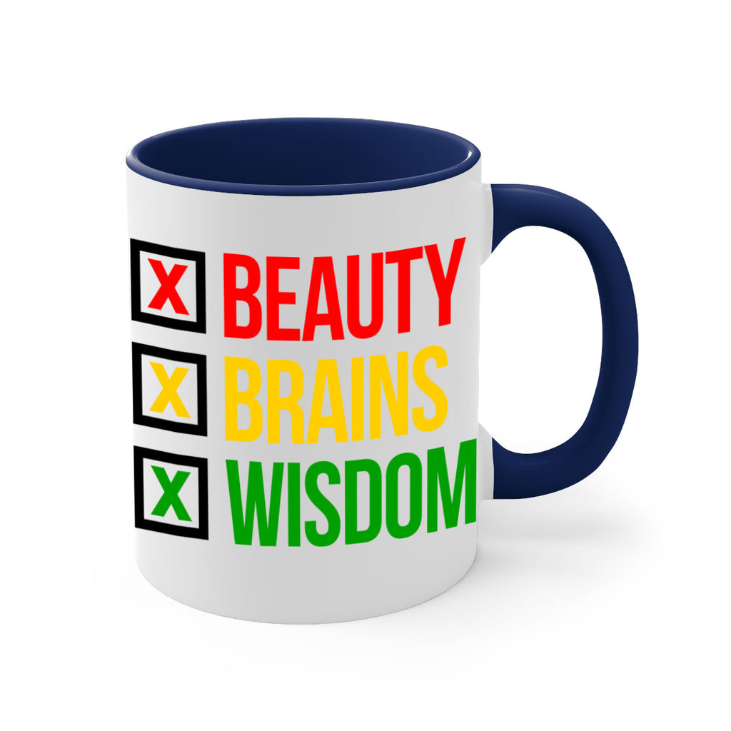 beauty brains wisdom 262#- black words - phrases-Mug / Coffee Cup