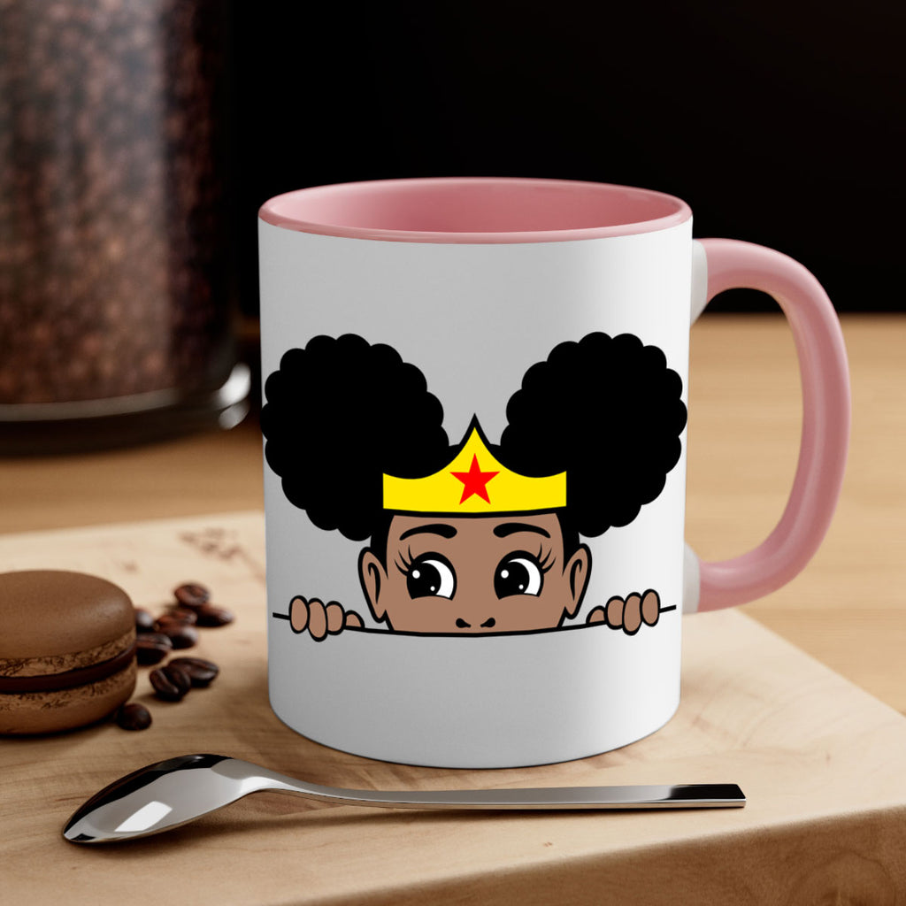 afro puff wonder woman girl peekaboo 84#- Black women - Girls-Mug / Coffee Cup