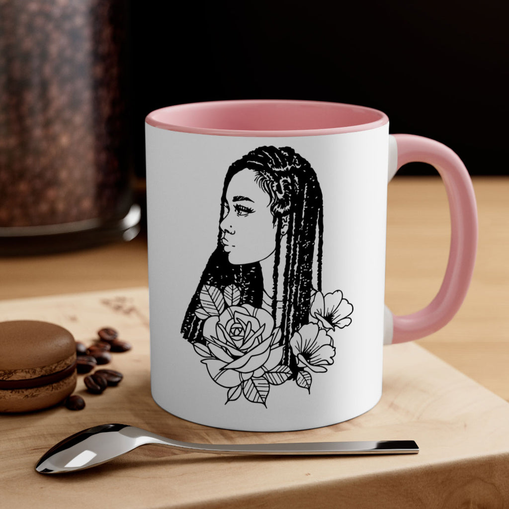 afro with flowers 70#- Black women - Girls-Mug / Coffee Cup
