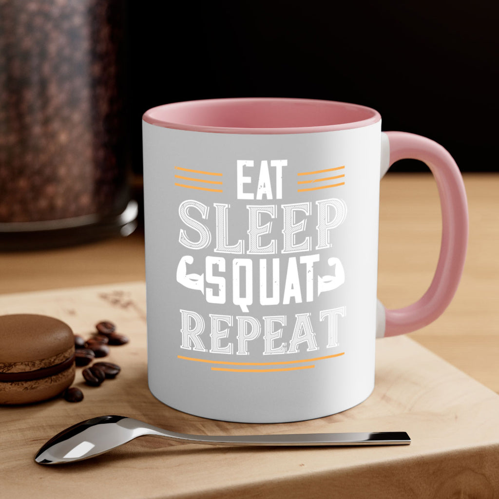 eat sleep squat repeat 58#- gym-Mug / Coffee Cup