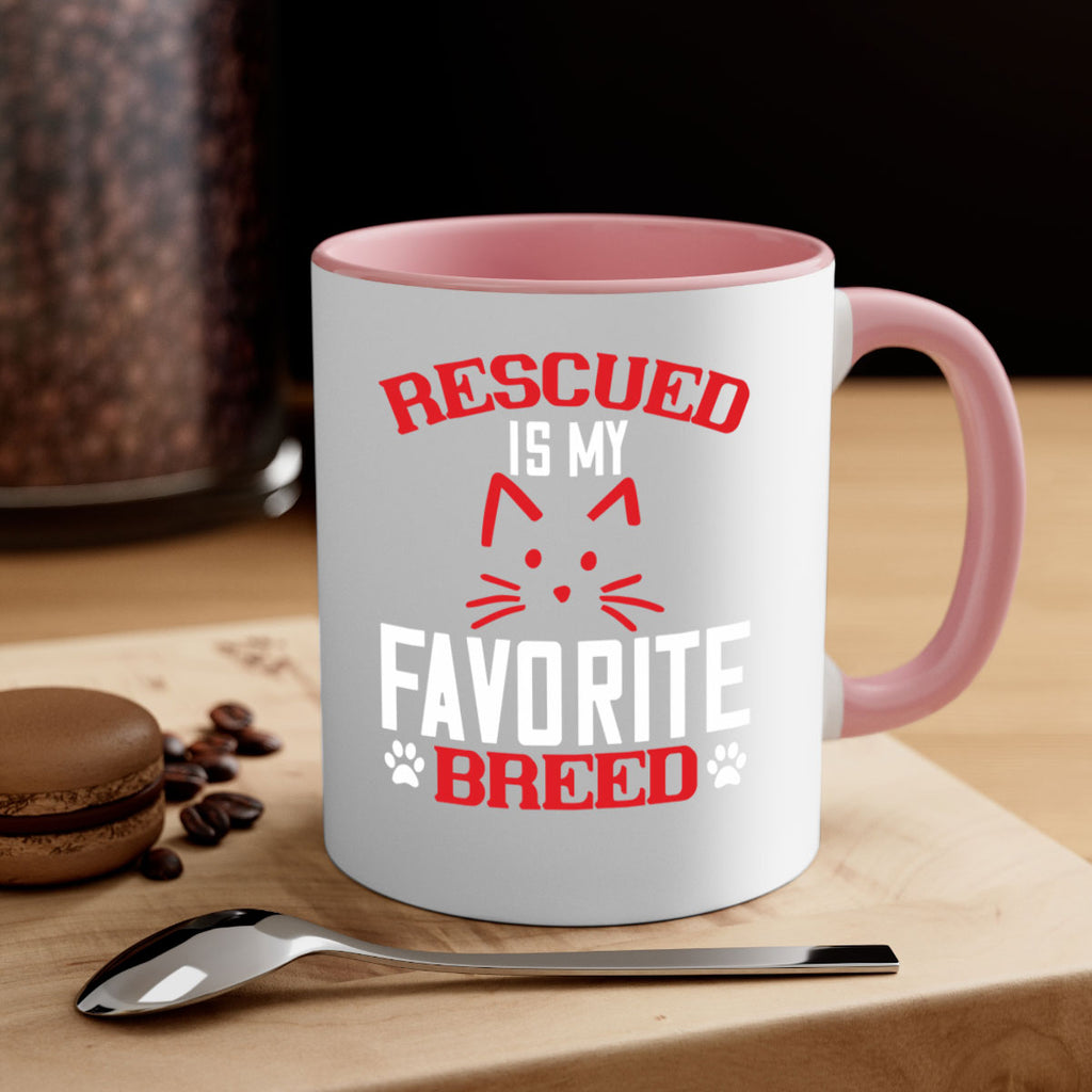 rescued is my favorite breed Style 114#- cat-Mug / Coffee Cup