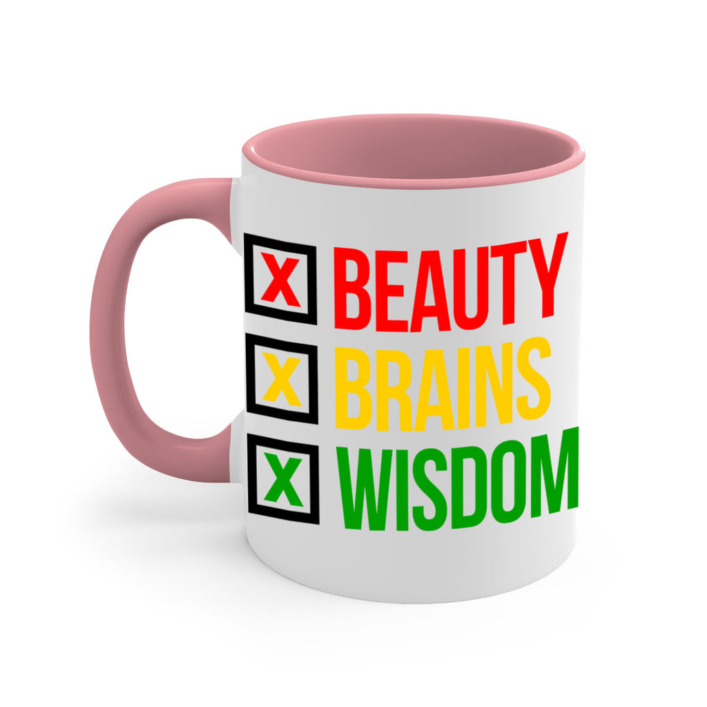 beauty brains wisdom 262#- black words - phrases-Mug / Coffee Cup