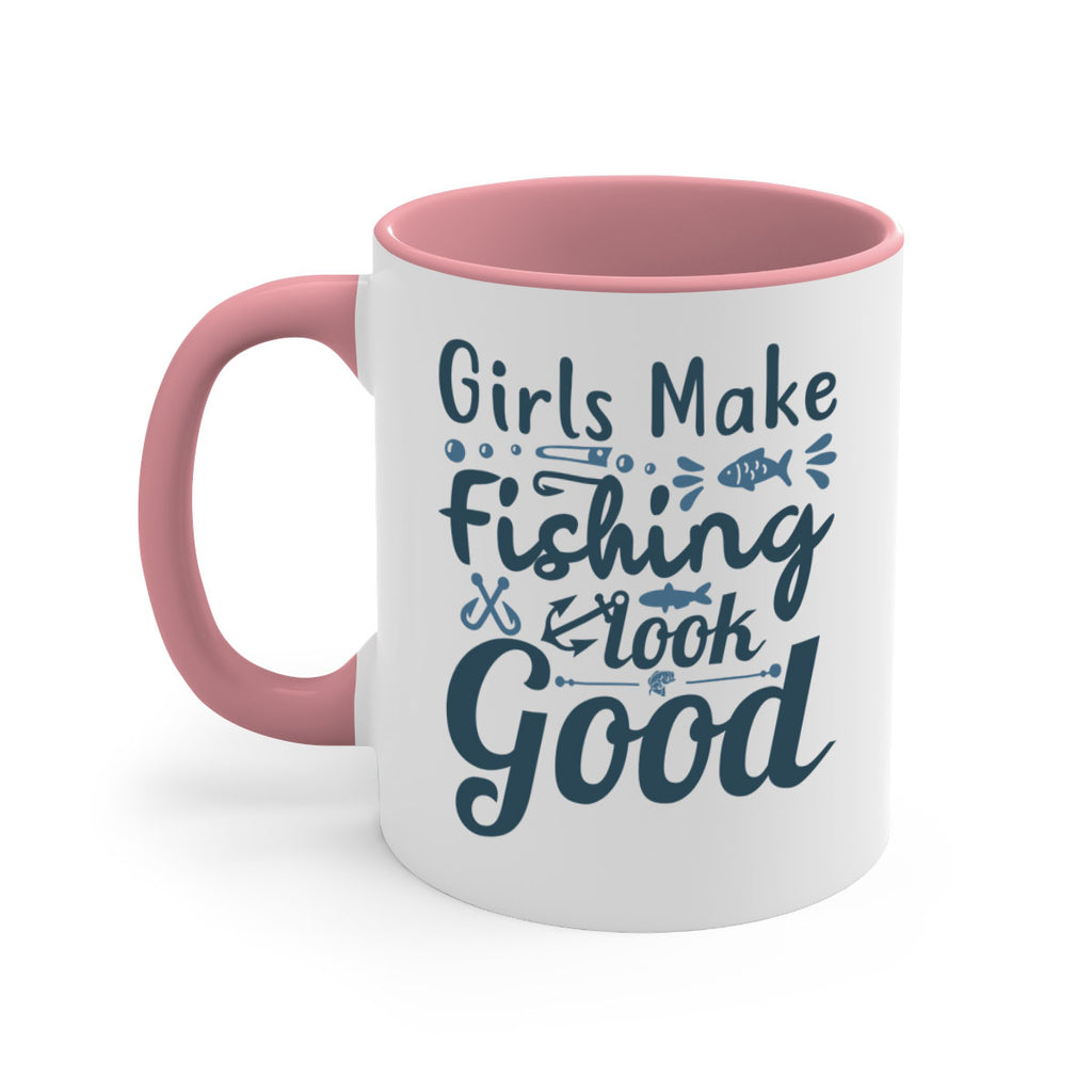 girl makes fishing 132#- fishing-Mug / Coffee Cup