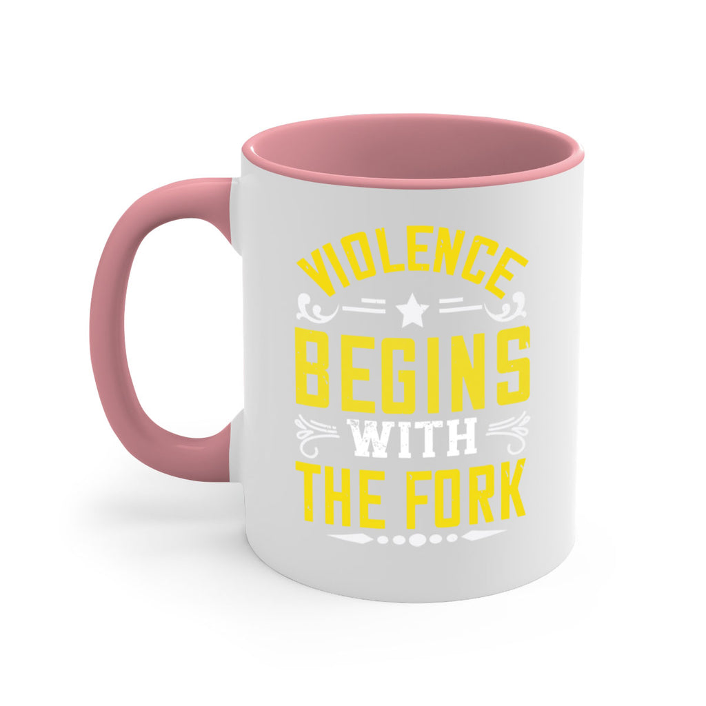 violence begins with the fork 11#- vegan-Mug / Coffee Cup