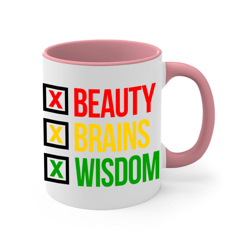 beauty brains wisdom 262#- black words - phrases-Mug / Coffee Cup