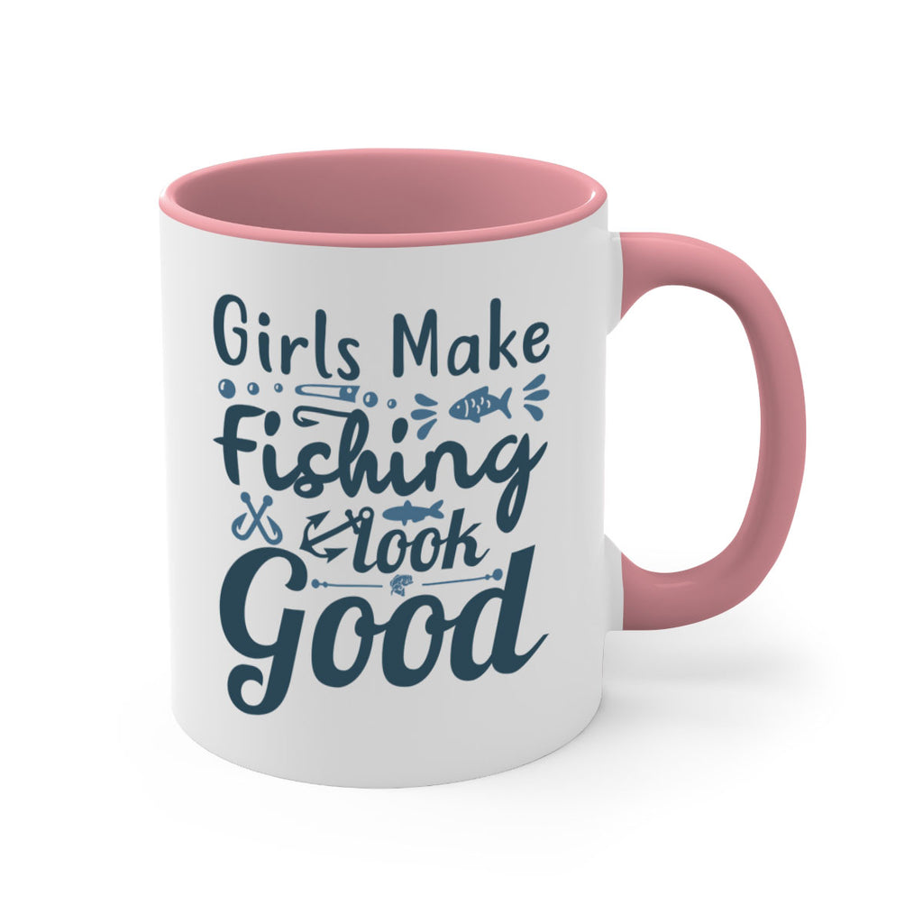 girl makes fishing 132#- fishing-Mug / Coffee Cup