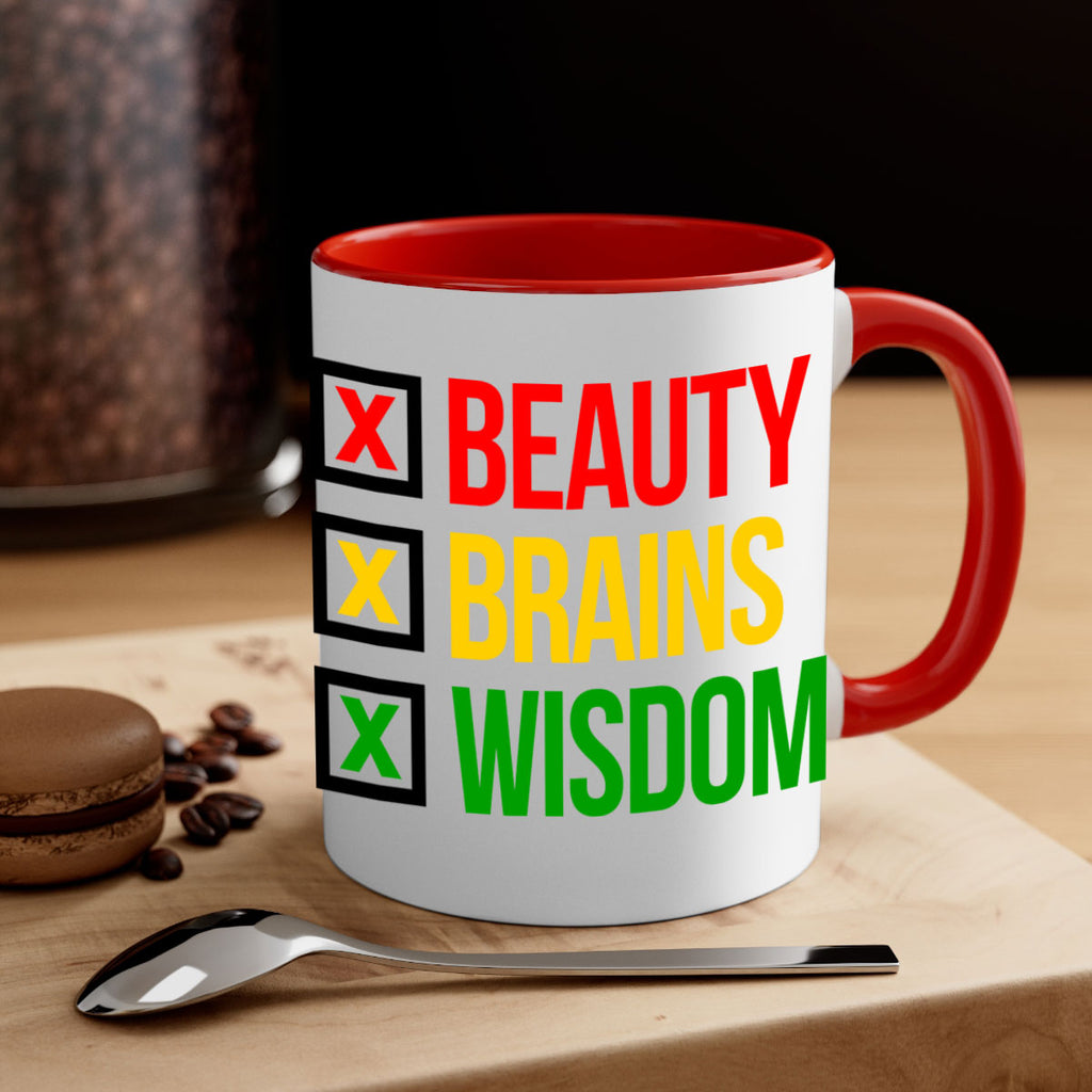 beauty brains wisdom 262#- black words - phrases-Mug / Coffee Cup