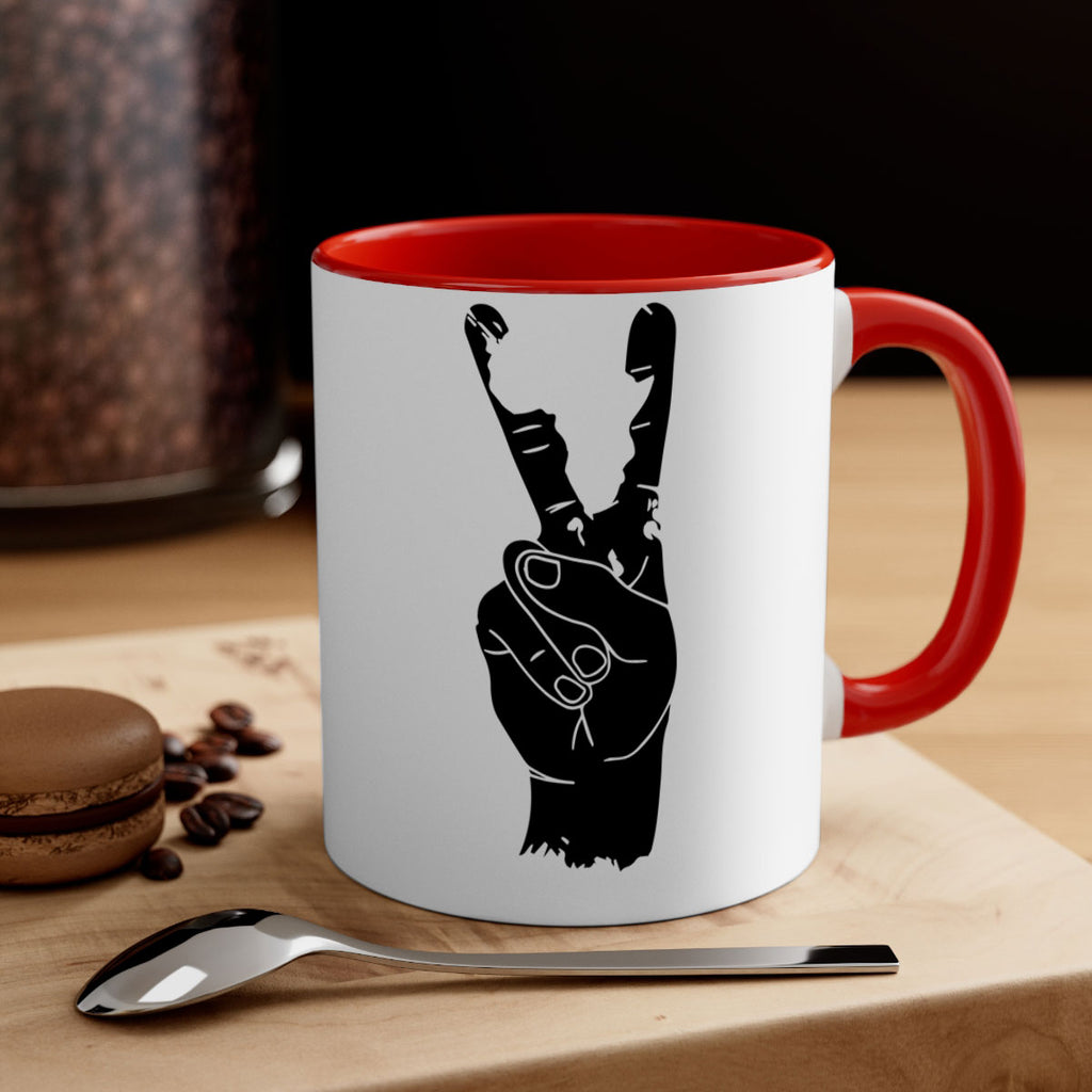peace hand with africa- black words - phrases-Mug / Coffee Cup