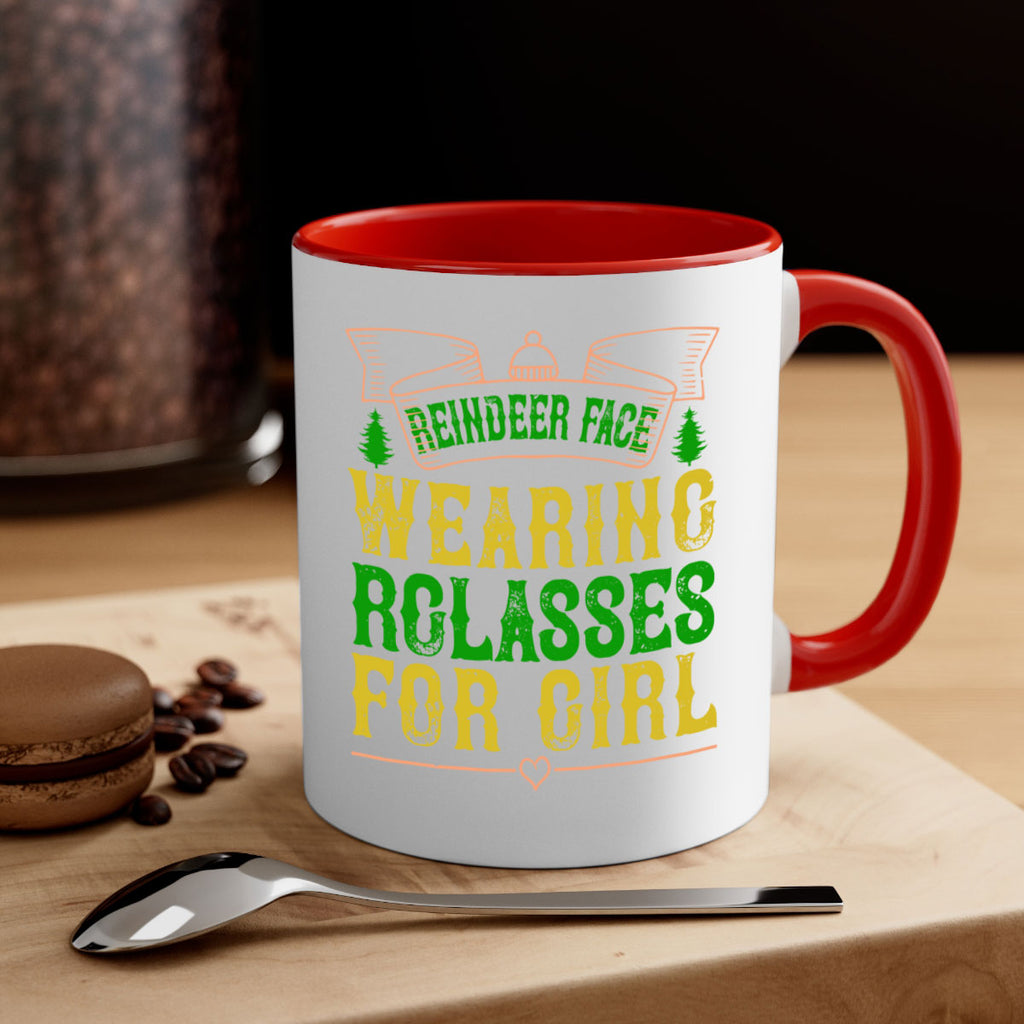 reindeer face wearing glasses for girl 368#- christmas-Mug / Coffee Cup